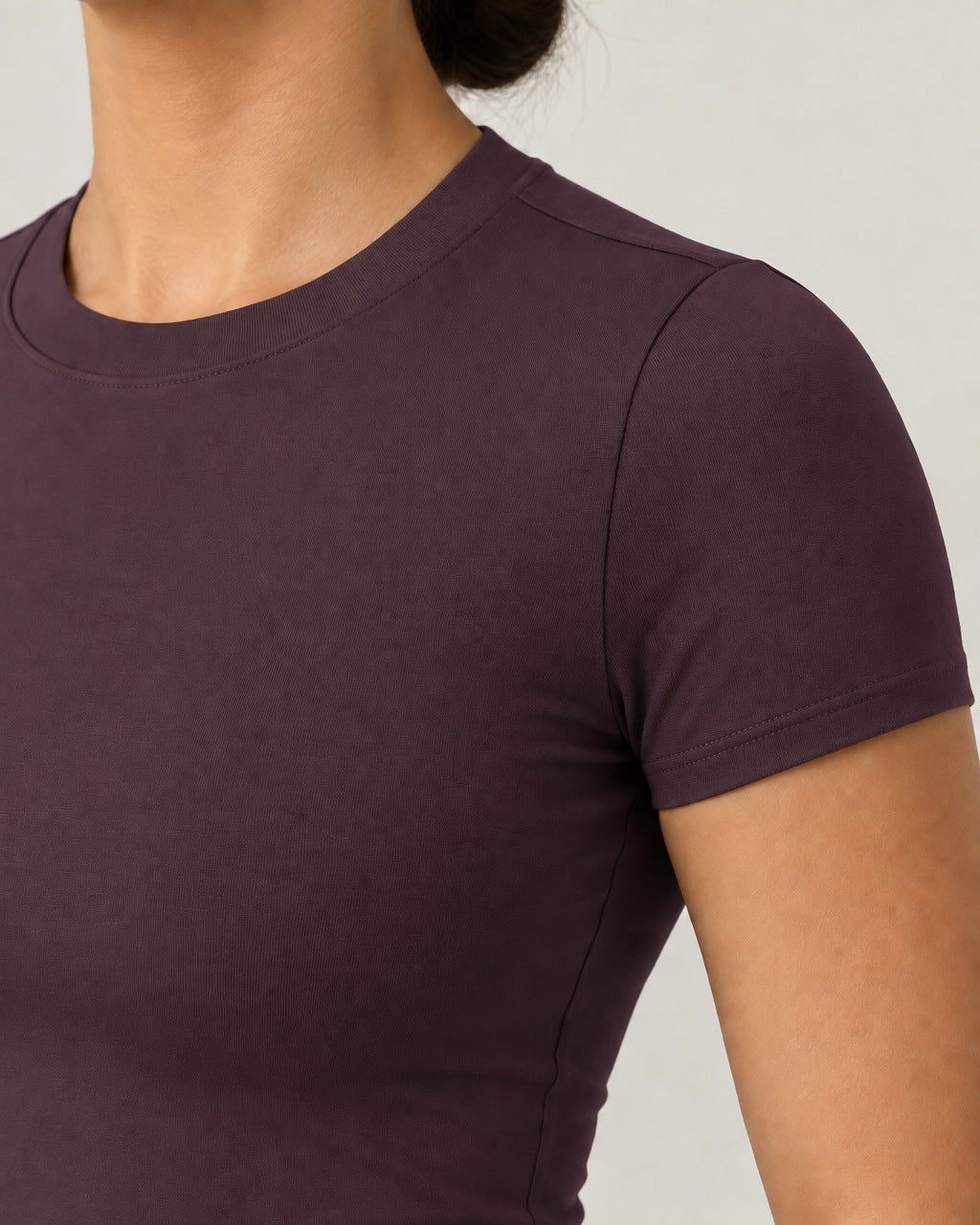ROMY The Anchor Top in Plum — close-up of waistband and fabric